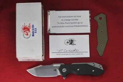 Hinderer Half Track Spanto Stonewash S45VN Blade Tri-Way, OD Green/Black G10 - Image 1 of 4