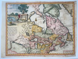 MAPA ANTIGUO GRANDE DE AMÉRICA DEL NORTE GRANDES LAGOS 1740 GIOVANNI BATTISTA ALBRIZZI - Imagen 1 de 10