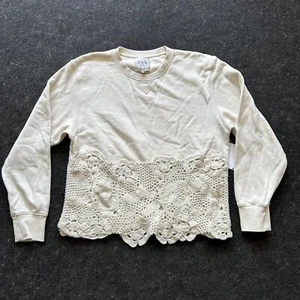 Sea Serita Damen Sweatshirt mit Häkelspitze, Gr. L, creme - Bild 1 von 5