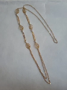 Vintage Avon goldfarbene Halskette mit Kunstperlen Initialen - E - Bild 1 von 12