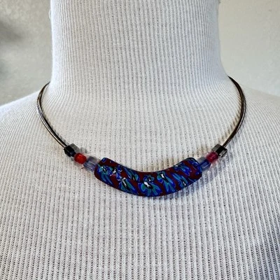 Clay & Beads Necklace Choker Red Blue Jewelry Coquette Preppy Spring Summer Y2K - Image 1 of 4