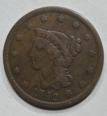 1842  LARGE CENT         BRAIDED HAIR - Large Date - Image 1 of 4