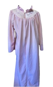 Vintage Pink Long Sleeve Full Zip House Coat Robe Size M 12/14 Pocket 1970s NWT - Picture 1 of 11