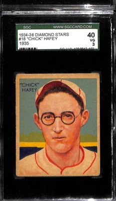 1934 Diamond Stars #18 Chick Hafey SGC 3 VG 1230847-107  - Image 1 of 3