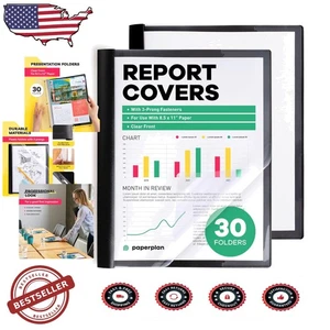 Schwerlast Bericht Hüllen 30 Set schwarz 8,5x11 klare Vorderseite Kunststoff Präsentation - Bild 1 von 9