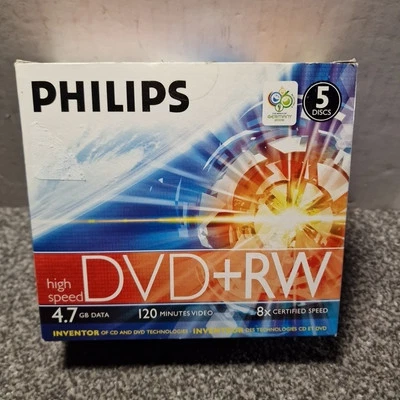Philips DVD+RW 5 Discs 4.7GB Data, 120 Minutes Video New Boxed - Image 1 of 2