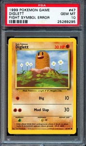 PSA 10 GEM MINT Diglett 47/102 Sideways Fighting Symbol ERROR Pokemon Card - Picture 1 of 2