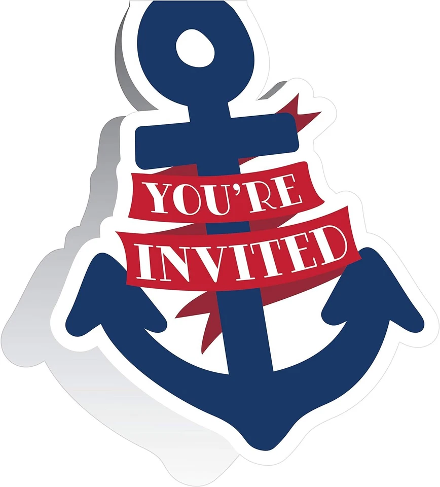Nautical Sea Boat Anchor Ship Yacht Baby Shower Party Invitations w/Envelopes - Image 1 of 1