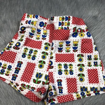 Vintage Healthtex Girls Red White Blue Polka Dot Tulip Floral Shorts  - Image 1 of 4