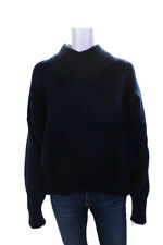 Babaa Womens Long Sleeves Turtleneck Sweater Navy Blue Wool Size Medium