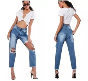 Missguided Riot Jeans  Women's Size 2  High Rise Mom Distressed Denim Jeans - Picture 1 of 15