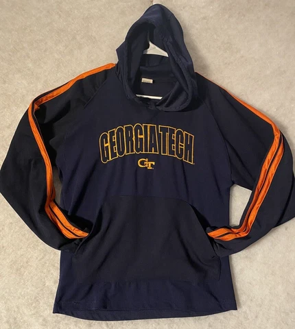 Georgia Tech Yellow Jackets Hoodie Mens Medium Blue Pullover Sweatshirt VTG Y2K Cover