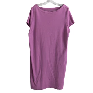 Talbots Women's Midi Dress Plus 2X Pink 100% Cotton Short Sleeve A-Line - Picture 1 of 9