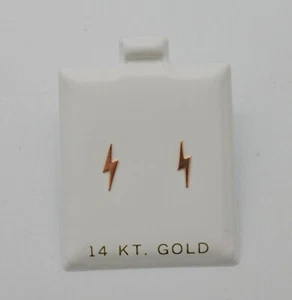 Real 14K Yellow-Rose-White Gold Mini Lightning Stud Earrings - Picture 1 of 5