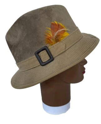 VINTAGE DOBBS PINCH FRONT FEDORA SUEDE GANGSTER HAT 7 1/2 DICK TRACY STINGY BRIM - Image 1 of 4