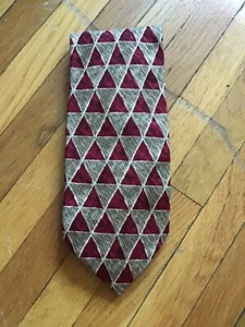 Ermenegildo Zegna Krawatte rot/beige geometrisches Muster, 100 % Seide, hergestellt in Italien - Bild 1 von 2