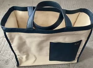 Pomellato Cotton and Teal Blue Leather Tote Bag - Picture 1 of 17