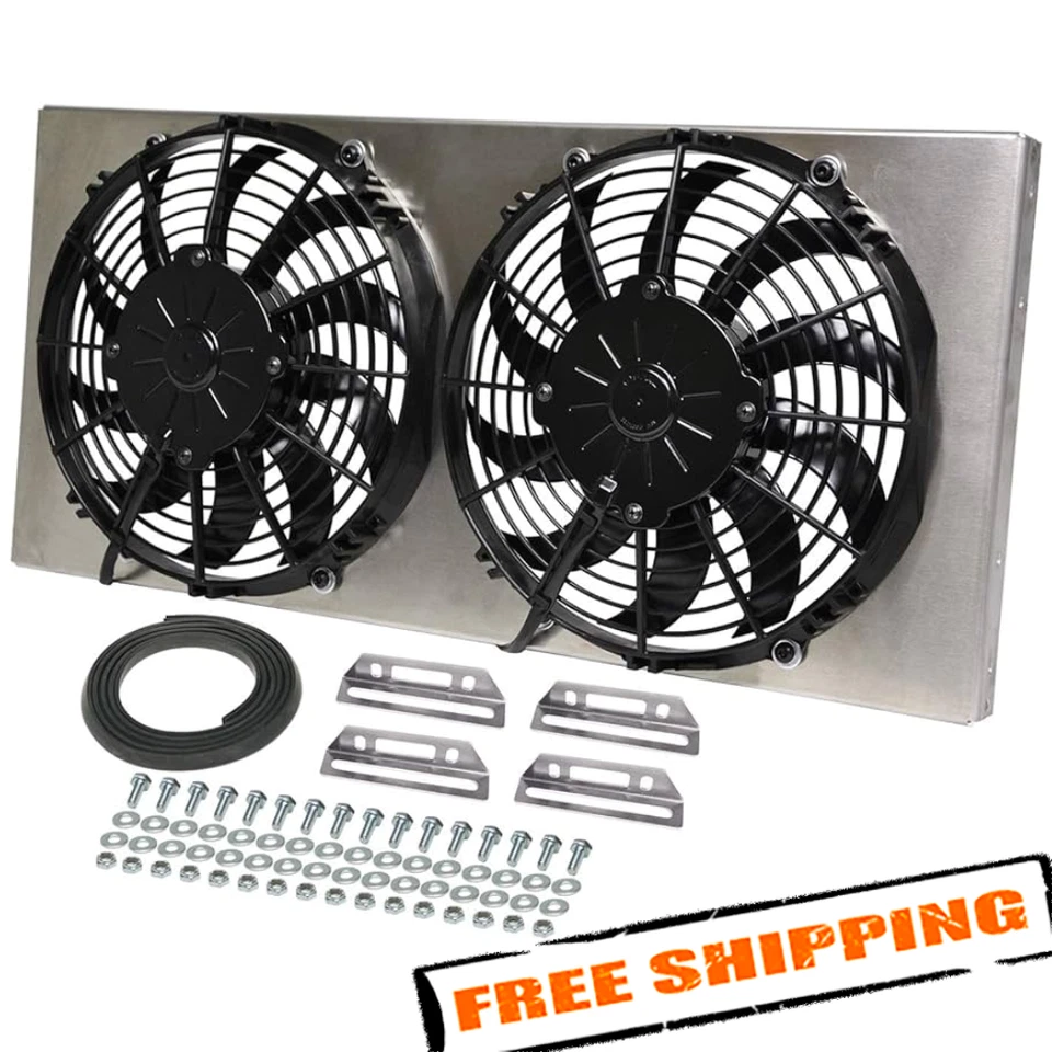 Derale 16812 High Output Dual 10'' Electric RAD Fan/Aluminum Shroud Kit - Image 1 of 4