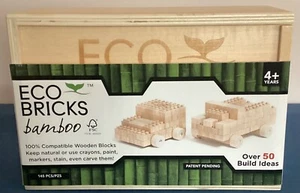 Eco Bricks Bamboo Wooden Blocks 145pcs Sustainable Biodegradeable New In Box - Picture 1 of 8