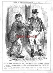1922 Punch Print 'Germany Squares the Vicious Borrowing Circle' Vintage Cartoon - Picture 1 of 1