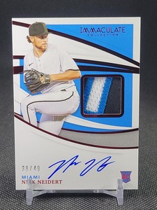 Nick Neidert 2021 Immaculate Red RPA Rookie Patch Auto /49 #IMA-NN Marlins