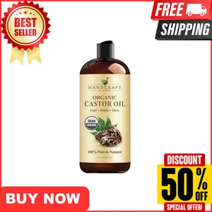Premium Organic Castor Oil 100% Pure and Hexane-Free Cold-Pressed Beauty 16 fl. - Picture 1 of 24