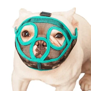 Short Snout Dog Muzzle Mesh Bulldog Muzzle Anti-Biting Barking Chewing Adjust... - Picture 1 of 5