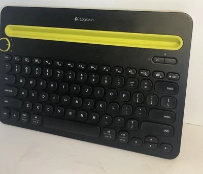 Logitech Bluetooth Keyboard. Black And Yellow. No Battery Cover. Tested - Image 1 of 4