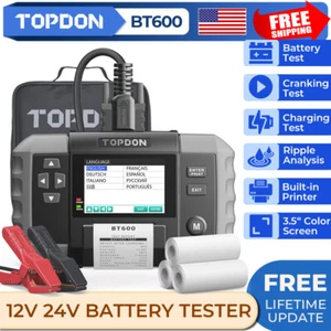 TOPDON BT600 Car Heavy Duty Truck 12V 24V Battery Tester Analyzer with Printer - Picture 1 of 17