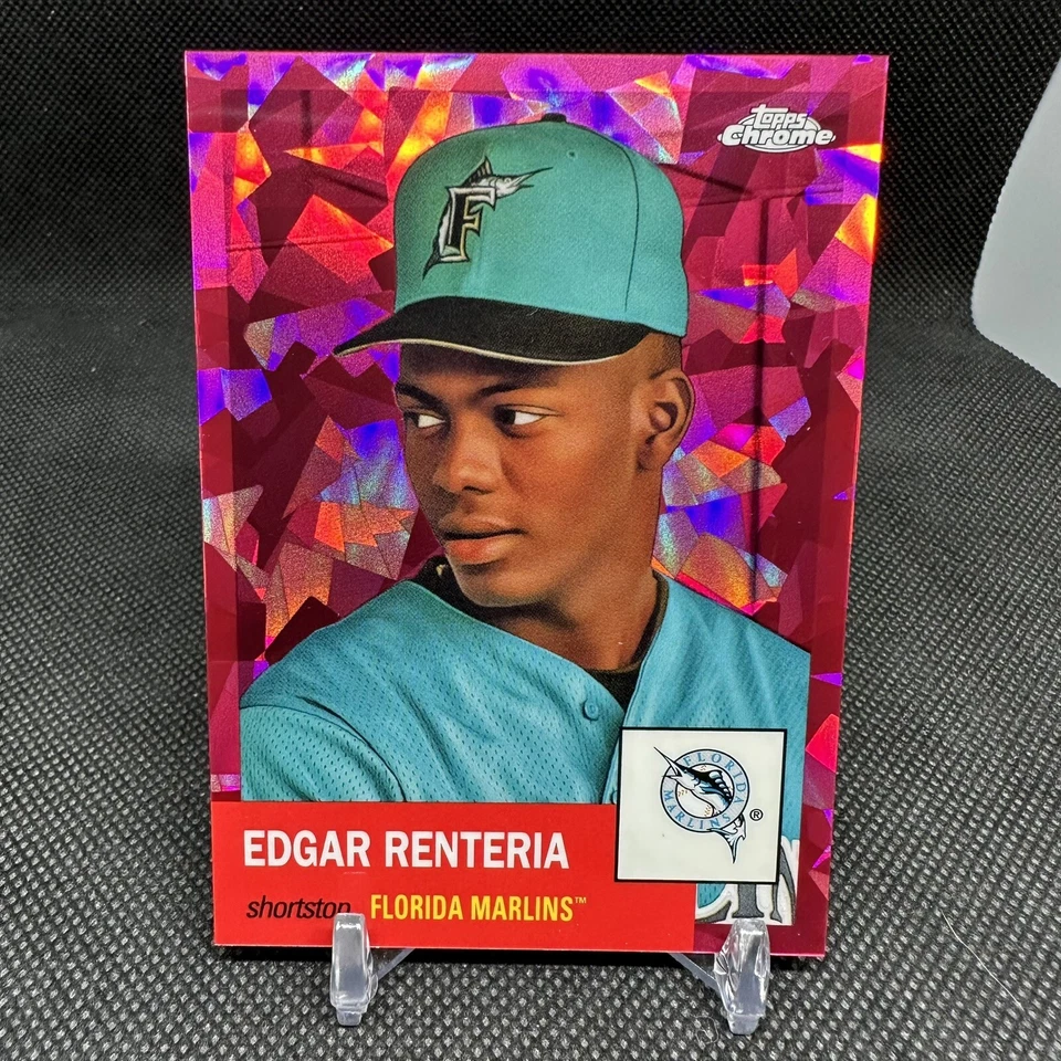 2022 Topps Chrome Platinum Edgar Renteria Red Atomic Refractor /100 #407 Marlins - Image 1 of 2