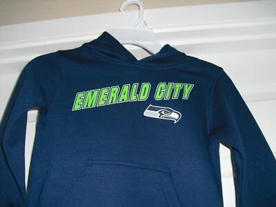 NEW Seattle Seahawks Emerald City Youth Size M 5/6 NFL Football Blue Hoodie - Image 1 of 2