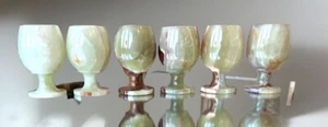 Jade afgano natural 6 copas 3,75" en copas de vino hechas a mano talla en piedra - Imagen 1 de 12