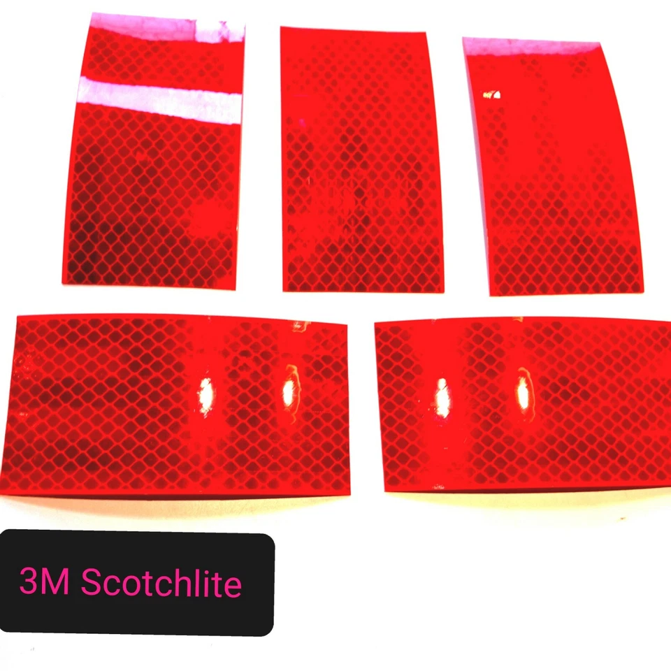 5 x Reflektoraufkleber, 3M Scotchlite Diamond Grade, Rot , Reflektorfolie