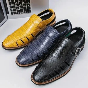 38-46 Hombres Hueco Hebilla Formal Vestido Negocios Informal Fiesta Sandalias Zapatos Talla - Imagen 1 de 18