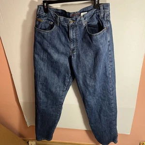 Vintage 90s Eddie Bauer Flannel/Plaid Lined Men's Denim Jeans Sz 36x34 - Picture 1 of 9