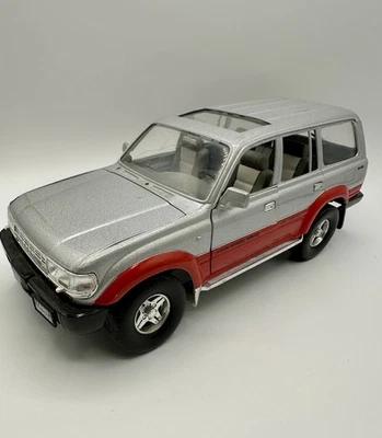Road Tough 92 Toyota Land Cruiser 1:18 Die-cast Metal. Silver And Orange 4x4 EUC - Image 1 of 4