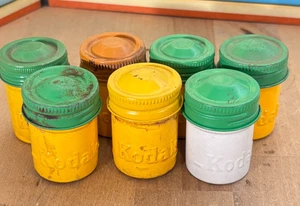 Lot of (7) Vintage Kodak Empty EMBOSSED Metal Film Canisters w/ Lids - Picture 1 of 11
