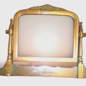 Antique Victorian Vanity Dresser Top Mirror Frame Swivel Shaving Late 1800s - Picture 1 of 5