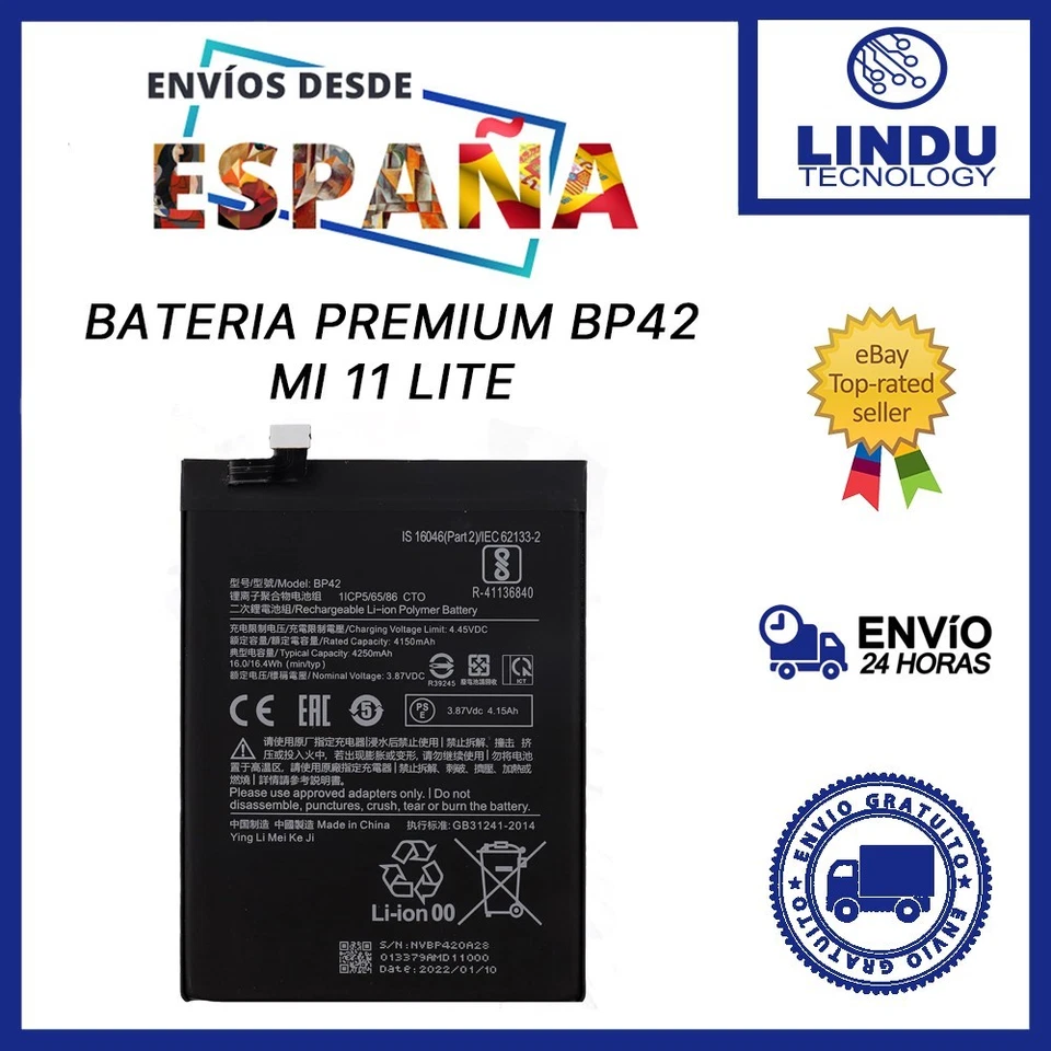 Bateria Xiaomi BP42, Mi 11 Lite, GARANTIA 2 AÑOS, Envio 24h. - Imagen 1 de 1