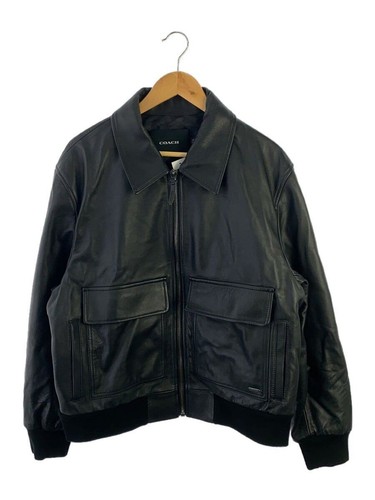 Giacca Coach in pelle blouson L pelle bovina nera tinta unita usata