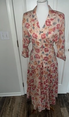 Falda y blusa floral Carole Little for Saint Tropez West años 80 talla 4 Foto 1 de 4