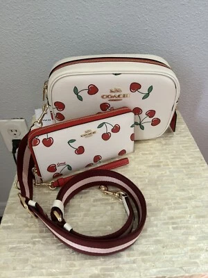 Coach Jamie Camera Bag With Heart Cherry Print & Long Wallet Gold/Chalk Multi - Image 1 of 4
