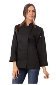 Chef Works Women 2XL Sofia Chef Coat Black LWLJ-BLK Button front Long Sleeve NWT - Picture 1 of 5