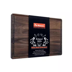 Large Walnut Cutting Board with Handles, Groove & Butcher Block Design - Perf... - Picture 1 of 6