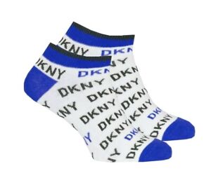 DKNY Womens White Blue Logo Gym Sports Trainer Socks >> One Size 4-7 EU 37-41