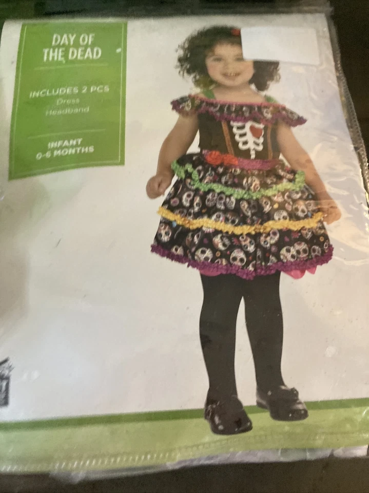 Día de los Muertos Niña Esqueleto Calavera Disfraz Elegante Halloween Bebé Niño Disfraz Foto 1 de 4