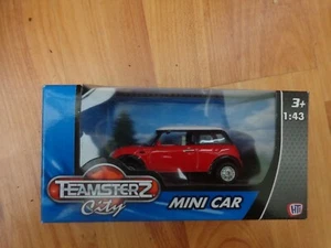 1/43 Teamsterz Ciudad Halsall Clásico Rojo Mini Cooper Con Blanco Techo Coche - Imagen 1 de 1
