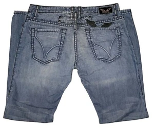New Men's Robins Jeans D5779 Blk Saddle Blue Wash Wings Rivets Designer Size 38 - Picture 1 of 2