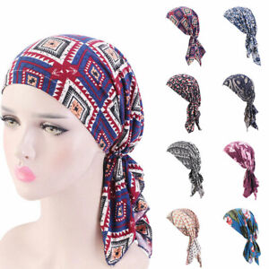 Damen Turban Kopfbedeckung Chemo Schal Blumenmuster Wrap Muslim Hut Krebs Kopf🔥