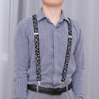  Shoulder Suspenders Mens Belt Elastic Y- Shaped Braces Music